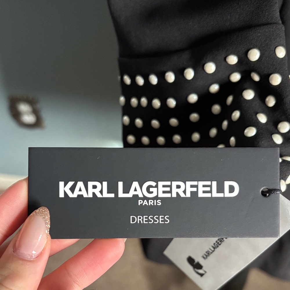 Karl Lagerfeld Black Dress with Pearl Details - Picture 11 of 12